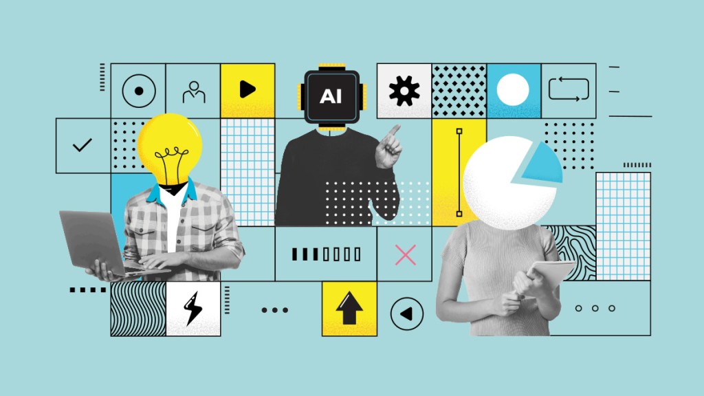 vector of illustrations with humans working together as a marketing team